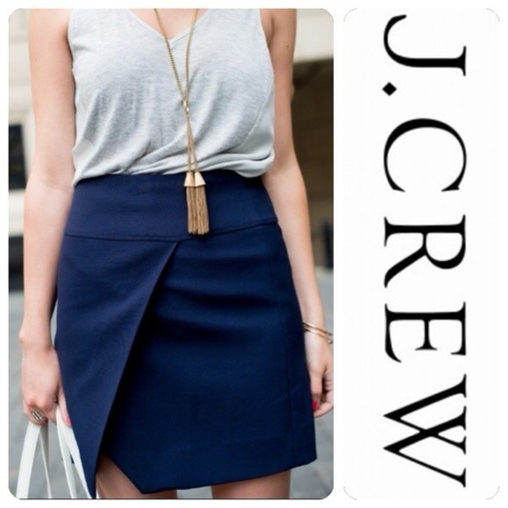 J.Crew Crossover Faux Wrap Skirt
Navy Blue SZ 2 NWOT